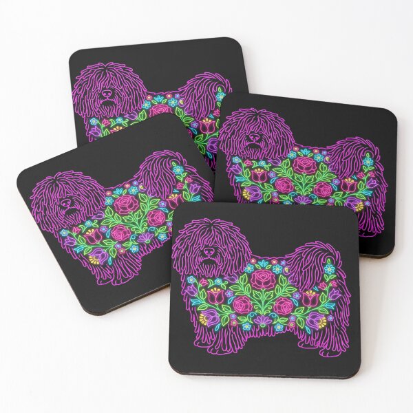Item preview, Neon Folk Art Puli Dog - Hungarian Floral Embroidery Style designed and sold by AeroNomad.