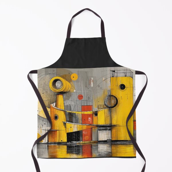 Item preview, Complex Geometric Architectural Composition with Bright Yellow Forms, Circles, and Lines designed and sold by OlfactoART Studio.