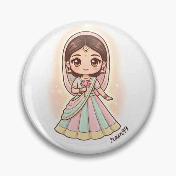 Item preview, Cute Radha Rani Sticker – Divine Love Chibi Art designed and sold by harharmahadev99.