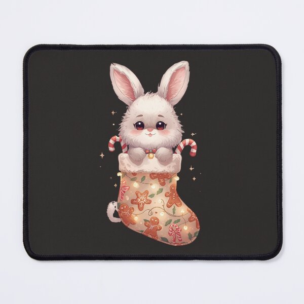 Item preview, Cute Christmas Bunny in Gingerbread Stocking designed and sold by EchopawCo.