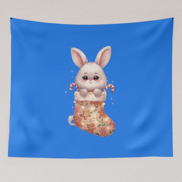 Item preview, Cute Christmas Bunny in Gingerbread Stocking designed and sold by EchopawCo.