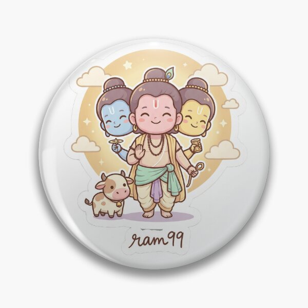 Item preview, Cute Lord Dattatreya Sticker – Chibi Hindu Trinity Art designed and sold by harharmahadev99.