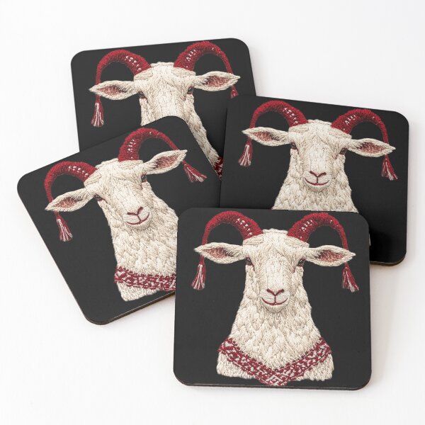 Item preview, Folk Embroidery Goat Portrait -Scandinavian Winter designed and sold by MiraLumeStudio.