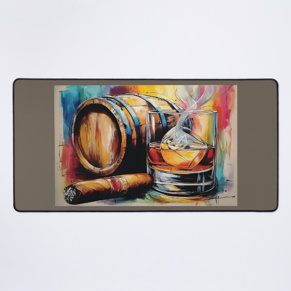 Item preview, Pour Whiskey and Light a Cigar Amid Vibrant Color and Energy Abstract Digital AI Art designed and sold by OlfactoART Studio.