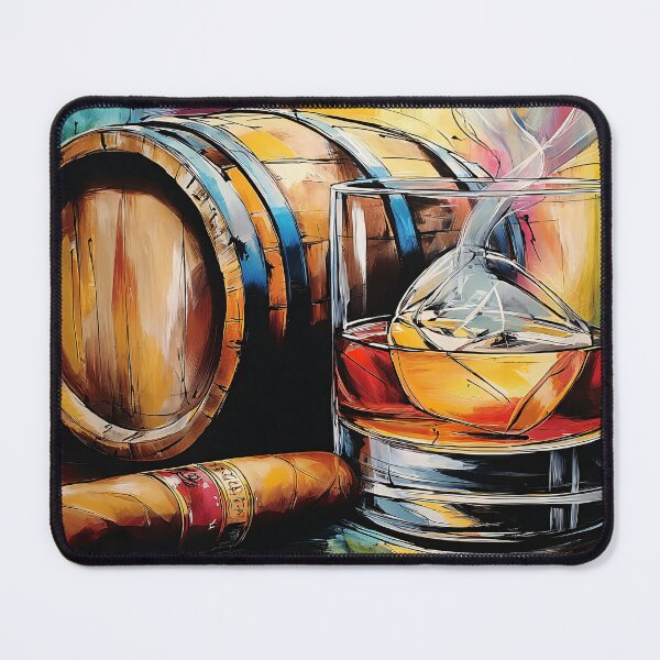 Item preview, Pour Whiskey and Light a Cigar Amid Vibrant Color and Energy Abstract Digital AI Art designed and sold by OlfactoART Studio.
