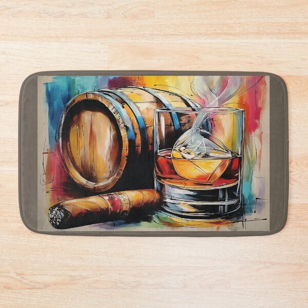 Item preview, Pour Whiskey and Light a Cigar Amid Vibrant Color and Energy Abstract Digital AI Art designed and sold by OlfactoART Studio.