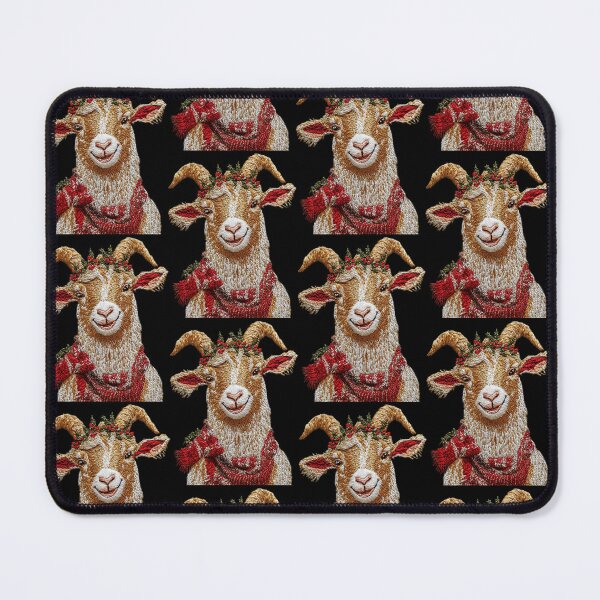 Item preview, Embroidered Winter Goat With Red Scarf and Folk Details designed and sold by MiraLumeStudio.