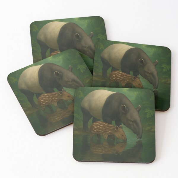 Item preview, Tapir Mother and Calf – Tropical Wildlife Art Print designed and sold by GeoWild Designs.