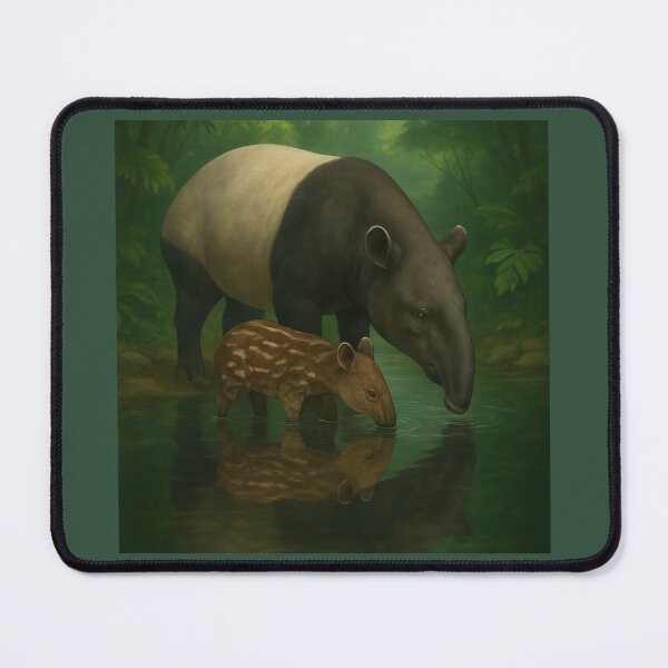 Item preview, Tapir Mother and Calf – Tropical Wildlife Art Print designed and sold by GeoWild Designs.