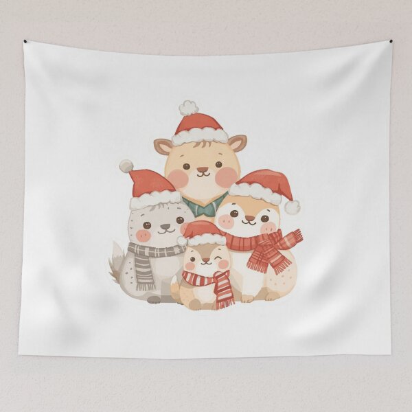 Item preview, Cute Christmas Animal Family – Festive Holiday Friends Illustration designed and sold by Pigmentra.
