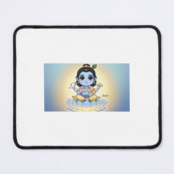 Item preview, Cute Lord Vishnu Sticker – Lotus Chibi Hindu God Art designed and sold by harharmahadev99.