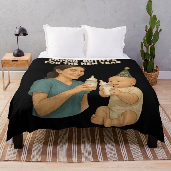 Item preview, New Year Nurse and Baby Bottle Moment Illustration designed and sold by I AM BRO.