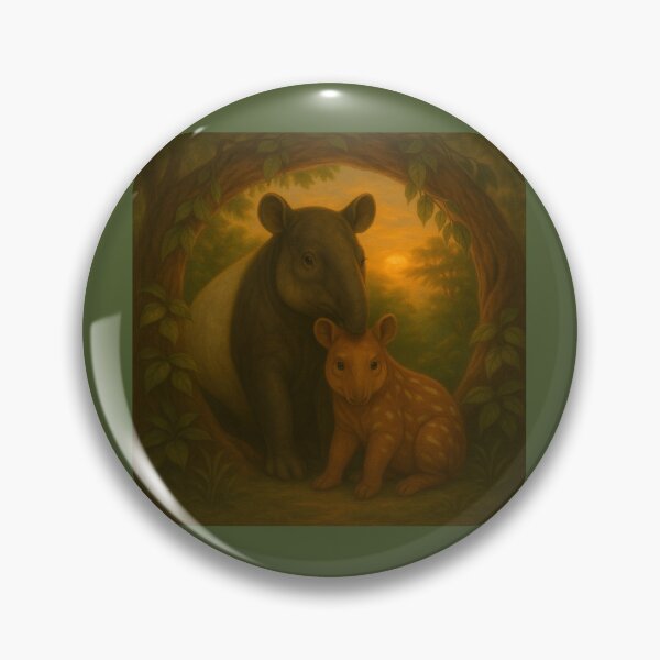 Item preview, Tapir Mother and Calf – Forest Wildlife Art Print designed and sold by GeoWild Designs.