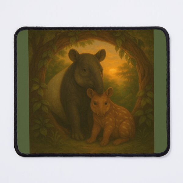 Item preview, Tapir Mother and Calf – Forest Wildlife Art Print designed and sold by GeoWild Designs.