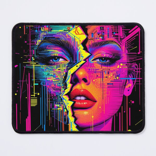 Item preview,  Cybernetic Split: Neon Circuitry Portrait designed and sold by Neon Nova Studio.
