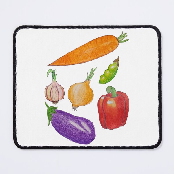Item preview, vegetables, carrot, aubergine, bell pepper, garlic, onion, peas designed and sold by AestheticsTime.