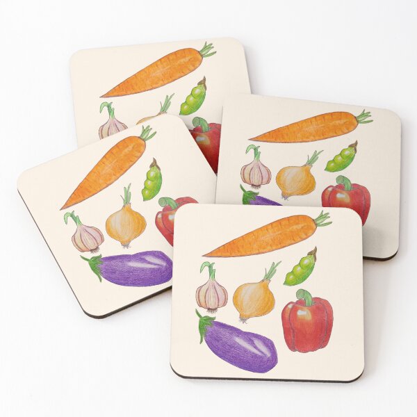 Item preview, vegetables, carrot, aubergine, bell pepper, garlic, onion, peas designed and sold by AestheticsTime.