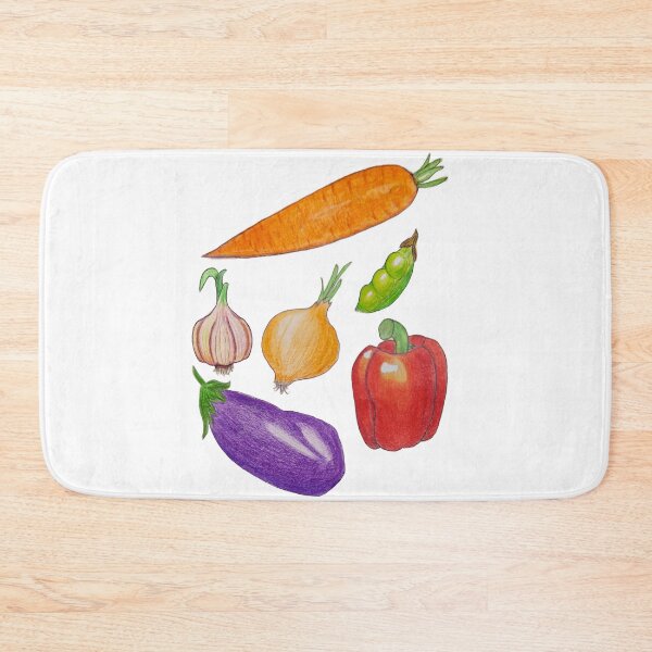 Item preview, vegetables, carrot, aubergine, bell pepper, garlic, onion, peas designed and sold by AestheticsTime.