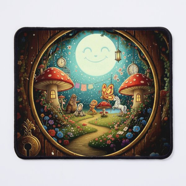 Item preview, Wonderland Keyhole Scene Art Print - High Detail Pop Surrealism Walrus, Carpenter & Bread-and-Butterfly Painting designed and sold by Art's Diner.