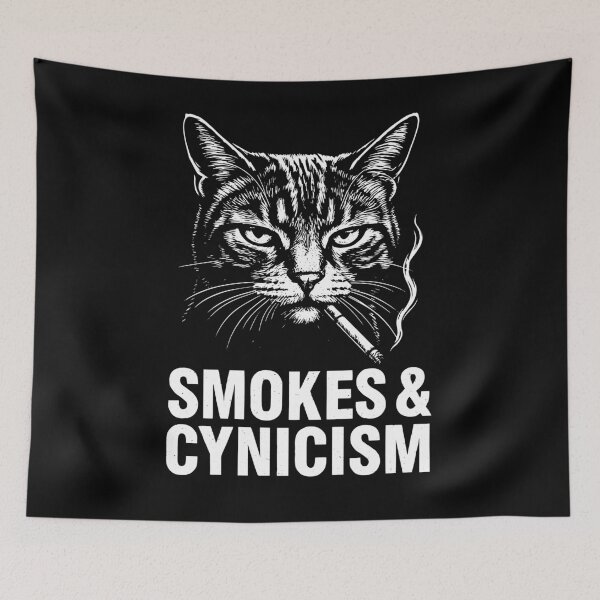 Item preview, Smokes And Cynicism - Retro Woodcut Smoking Sarcastic Cat designed and sold by gunaone-design.