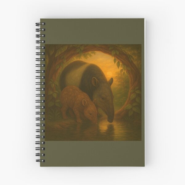 Item preview, Tapir Mother and Calf – Enchanted Forest Wildlife Art designed and sold by GeoWild Designs.
