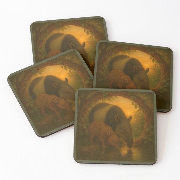 Item preview, Tapir Mother and Calf – Enchanted Forest Wildlife Art designed and sold by GeoWild Designs.