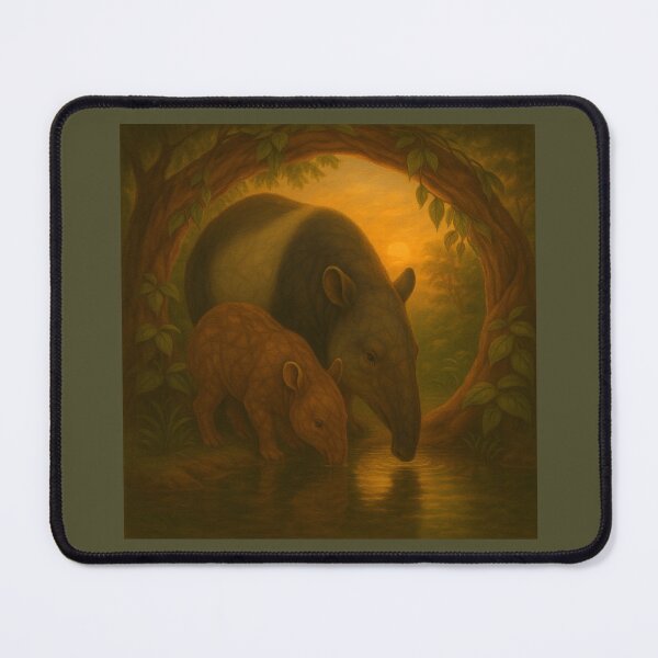 Item preview, Tapir Mother and Calf – Enchanted Forest Wildlife Art designed and sold by GeoWild Designs.