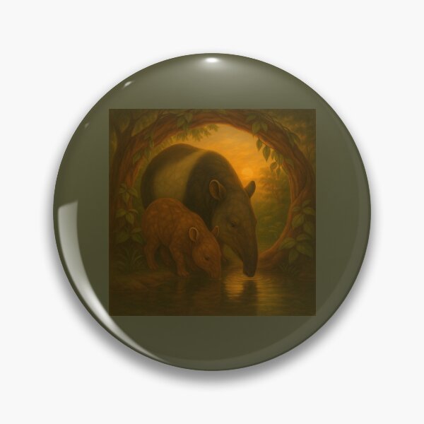 Item preview, Tapir Mother and Calf – Enchanted Forest Wildlife Art designed and sold by GeoWild Designs.
