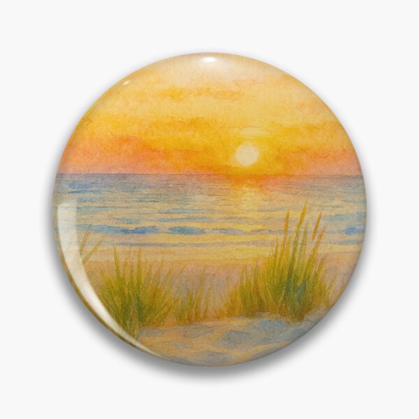 Item preview, Serene Coastal Sunset Watercolor Painting, Soft Beach Dunes and Ocean Horizon designed and sold by BeaconMarketing.