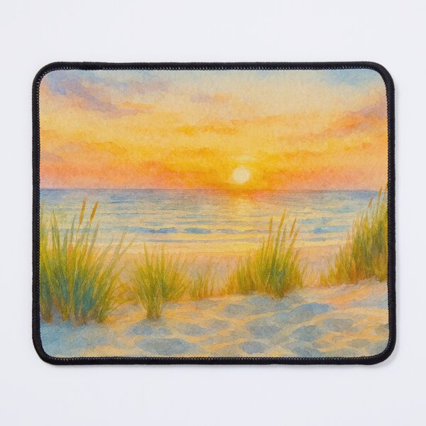 Item preview, Serene Coastal Sunset Watercolor Painting, Soft Beach Dunes and Ocean Horizon designed and sold by BeaconMarketing.