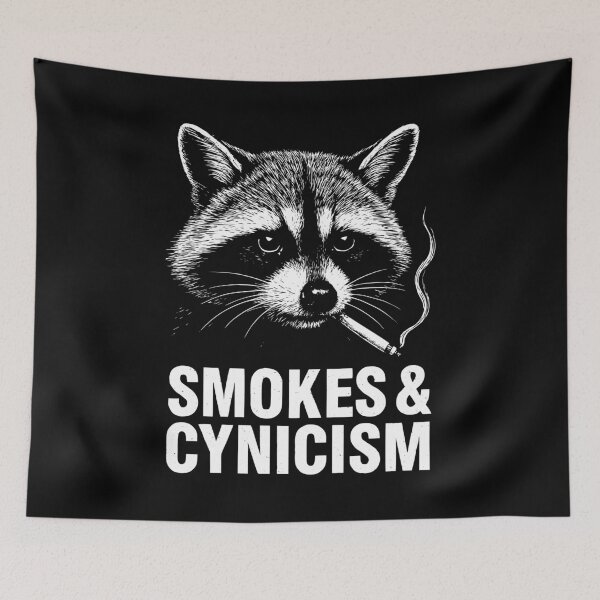 Item preview, Smokes And Cynicism - Retro Woodcut Smoking Sarcastic Raccoon designed and sold by gunaone-design.