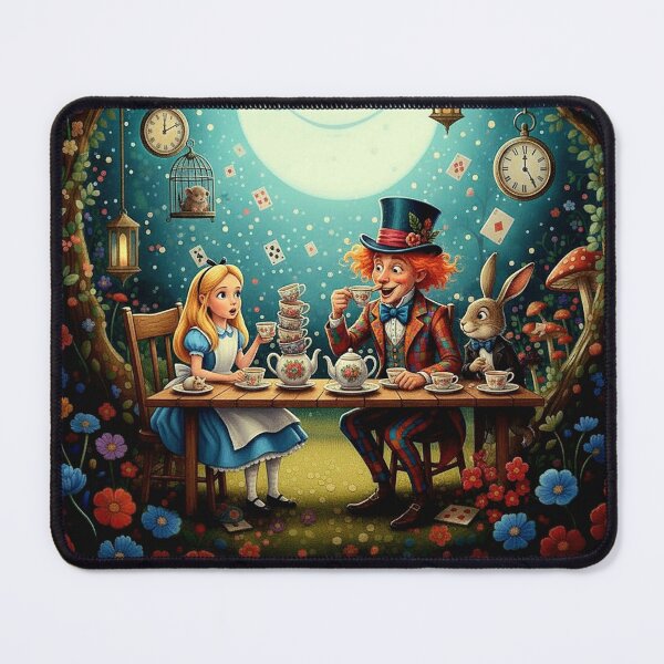 Item preview, Mad Tea Party Alice Hatter Hare Art Print - High Detail Pop Surrealism Wonderland Painting designed and sold by Art's Diner.