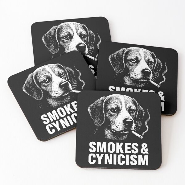 Item preview, Smokes and Cynicism – Retro Woodcut Smoking Dog designed and sold by gunaone-design.