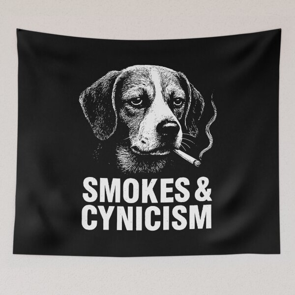 Item preview, Smokes and Cynicism – Retro Woodcut Smoking Dog designed and sold by gunaone-design.