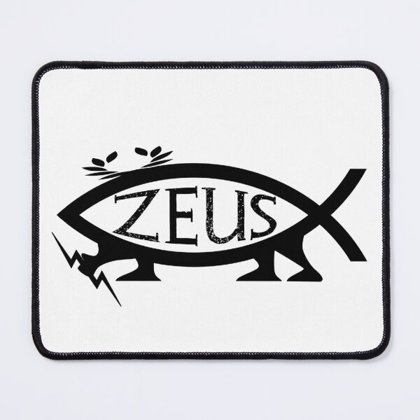Item preview, Funny Nerdy Zeus Fish Symbol Greek Mythology Fan Black Text designed and sold by MathWare MathClips.
