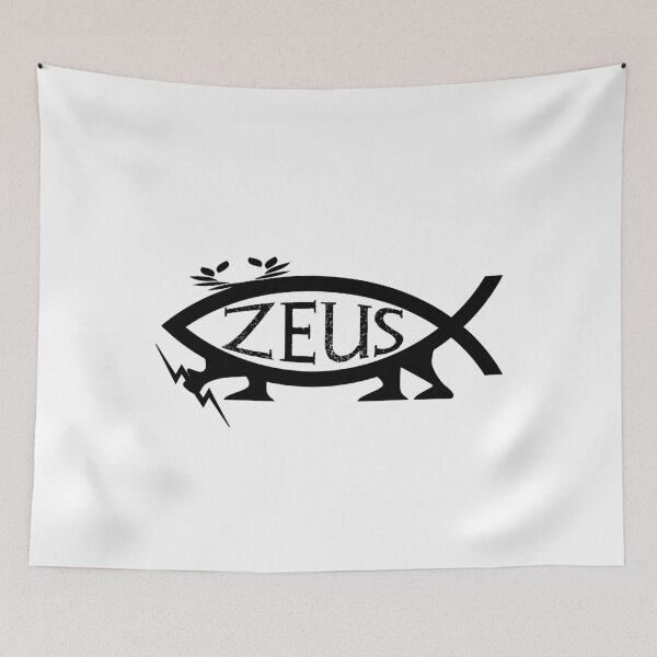 Item preview, Funny Nerdy Zeus Fish Symbol Greek Mythology Fan Black Text designed and sold by MathWare MathClips.