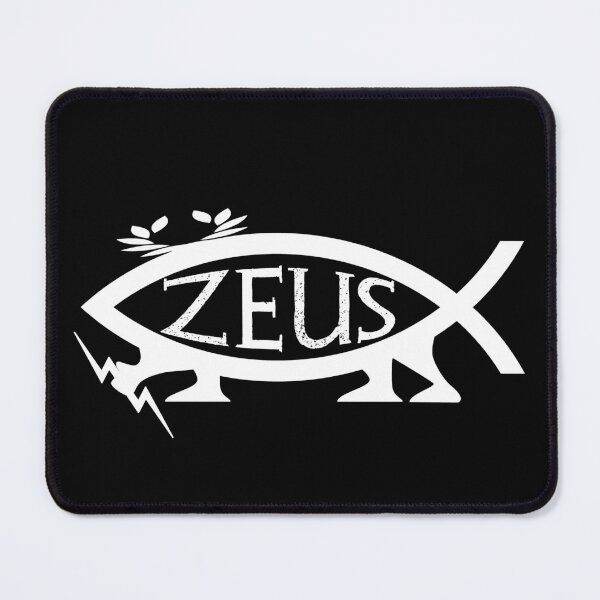 Item preview, Funny Nerdy Zeus Fish Symbol Greek Mythology Fan White Text designed and sold by MathWare MathClips.
