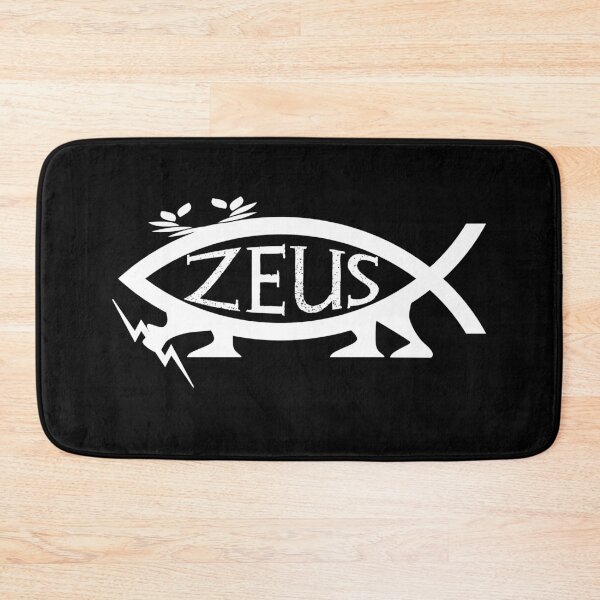 Item preview, Funny Nerdy Zeus Fish Symbol Greek Mythology Fan White Text designed and sold by MathWare MathClips.