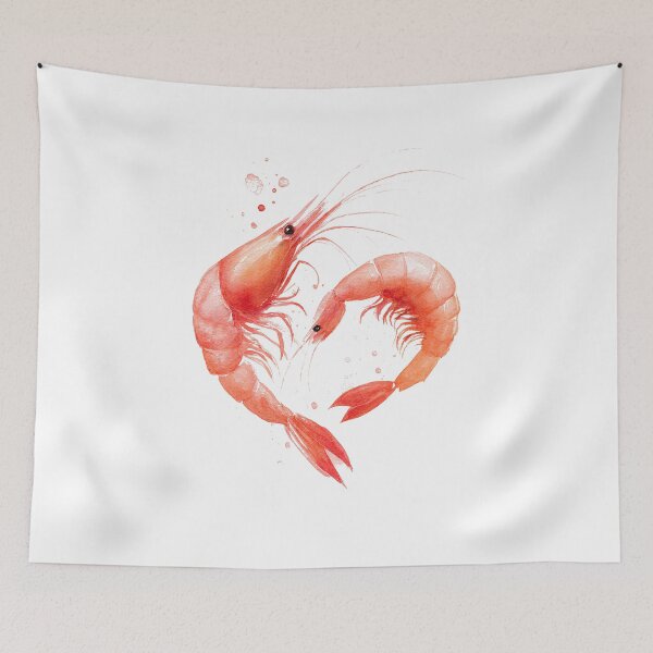 Item preview, Watercolor Shrimp Heart Romantic Illustration designed and sold by Verycutethings.