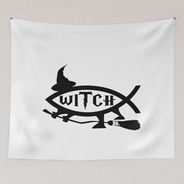 Item preview, Funny Nerdy Witch Fish Symbol Fantasy Fan Skeptic Black Text designed and sold by MathWare MathClips.