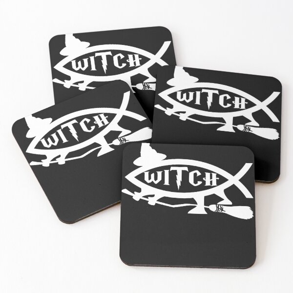 Item preview, Funny Nerdy Witch Fish Symbol Fantasy Fan Skeptic White Text designed and sold by MathWare MathClips.