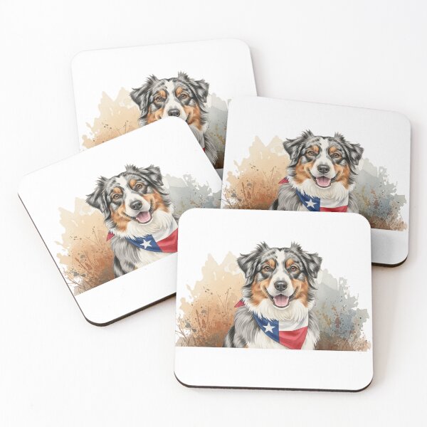 Item preview, Watercolor Australian Shepherd with Texas Bandana designed and sold by josiasalves65.