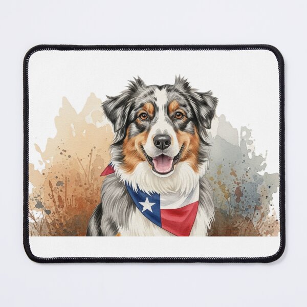 Item preview, Watercolor Australian Shepherd with Texas Bandana designed and sold by josiasalves65.