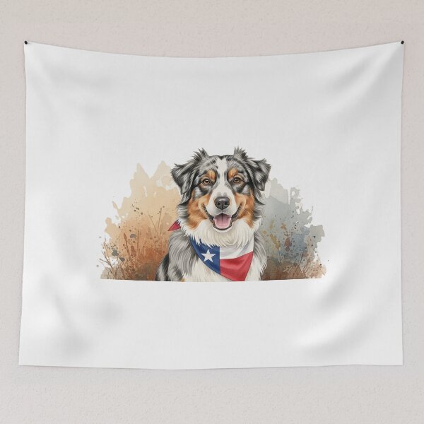 Item preview, Watercolor Australian Shepherd with Texas Bandana designed and sold by josiasalves65.