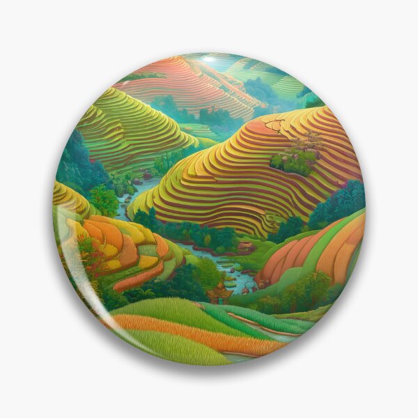 Item preview, Lush Rice Terraces Landscape designed and sold by PetsArt.