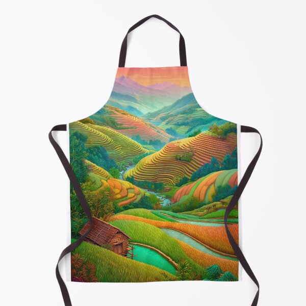 Item preview, Lush Rice Terraces Landscape designed and sold by PetsArt.