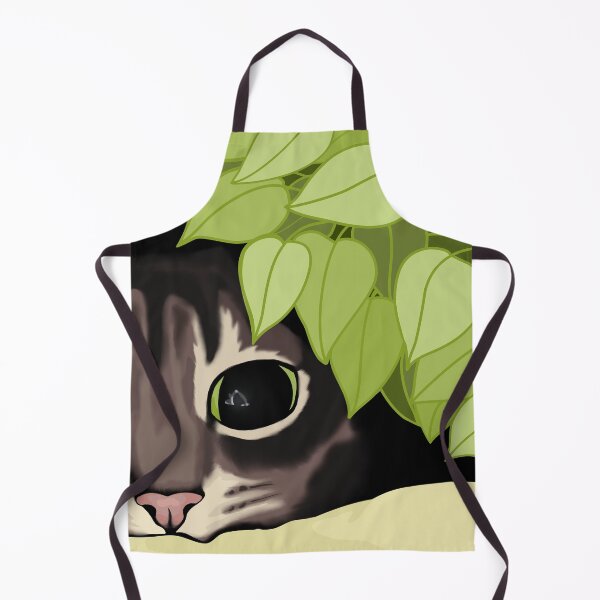 Item preview, Hidden cat in the bushes – Digital illustration with green eyes designed and sold by marlenamyr.