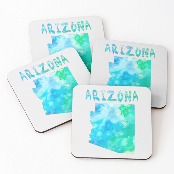 Item preview, Arizona Watercolor Wanderlust: Blue & Green State Outline Art designed and sold by mashmosh.