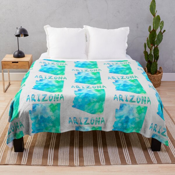 Item preview, Arizona Watercolor Wanderlust: Blue & Green State Outline Art designed and sold by mashmosh.