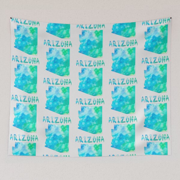 Item preview, Arizona Watercolor Wanderlust: Blue & Green State Outline Art designed and sold by mashmosh.